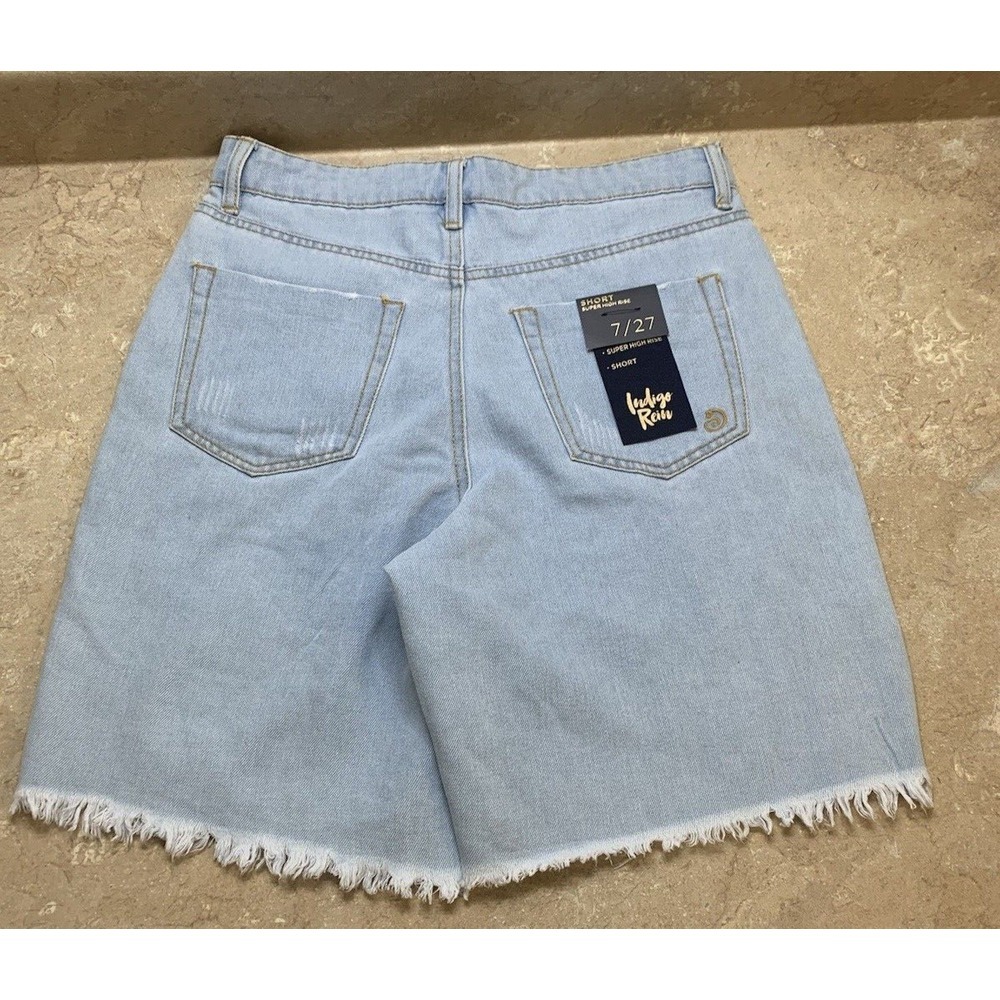 NWT INDIGO REIN DENIM JEAN DISTRESSED SUPER HIGH RISE SHORTS‎ WOMENS SIZE 7